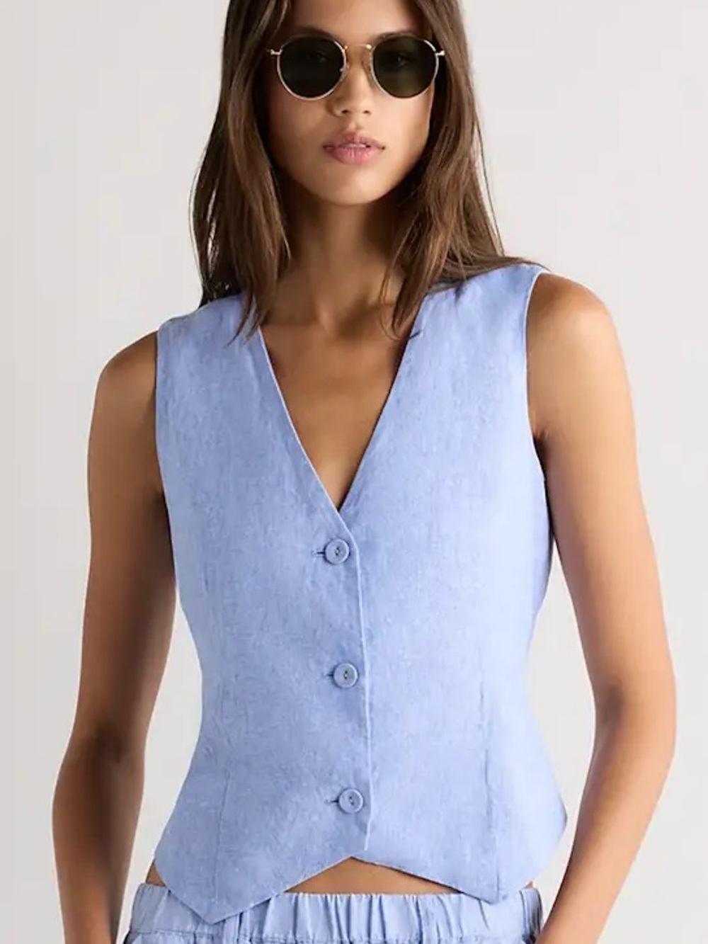 Quince 100% European Linen Vest French Blue XS